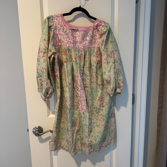 Mi Golondrina Dresses & Skirts - Mi Golondrina Pink & Green Soledad Verde Claro Floral | S